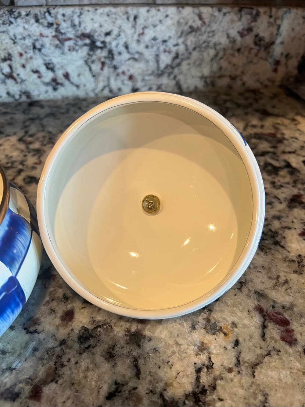 Mackenzie-Childs Royal Check Squashed Pot. EUC. 💙🤍 - Picture 7 of 11